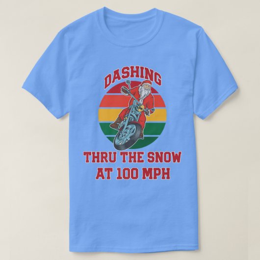 Jingle Bell Biker Santa, die door de sneeuw spring T-shirt (Design voorkant)