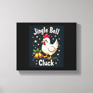 Jingle Bell Cluck Chicken Canvas Afdruk