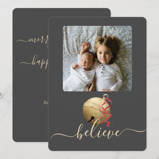 JINGLE BELL, FOTO KERSTMIS FEESTDAGENKAART (Voorkant / Achterkant)