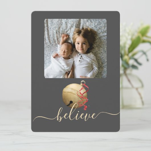 JINGLE BELL, FOTO KERSTMIS FEESTDAGENKAART (Staand voorkant)