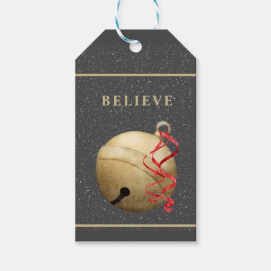 JINGLE BELL, GELOOF Kerstmis Cadeaulabel (Voorkant)