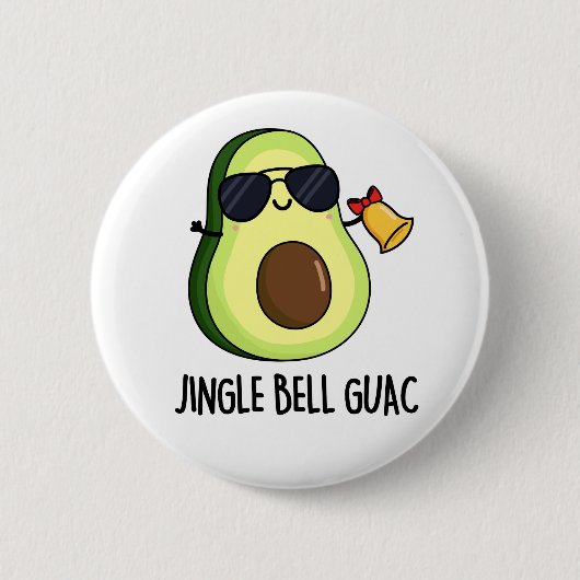 Jingle Bell Guac Funny Avocado Kerstmis Ronde Button 5,7 Cm (Voorkant)