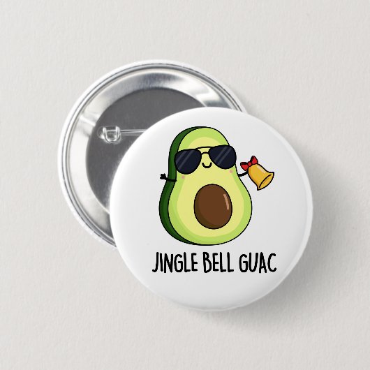 Jingle Bell Guac Funny Avocado Kerstmis Ronde Button 5,7 Cm (Voorkant /achterkant)