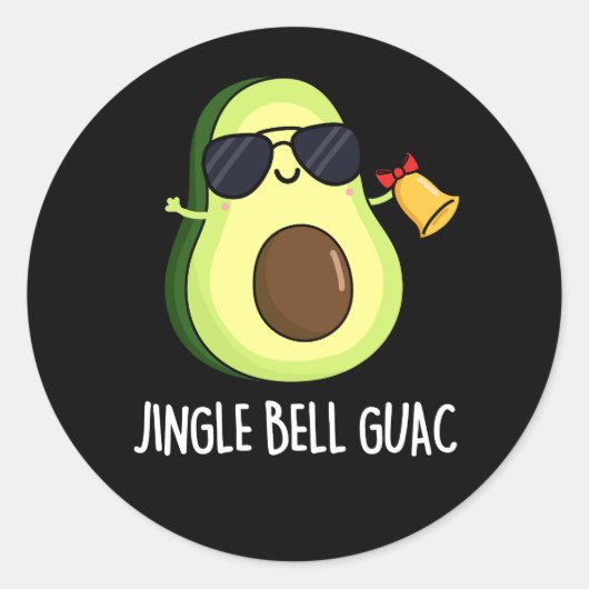 Jingle Bell Guac Grappige Avocado Pun Donker BG Ronde Sticker (Voorkant)