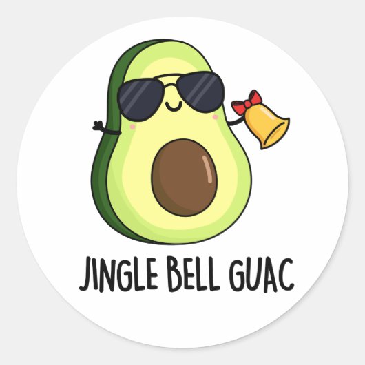 Jingle Bell Guac Grappige avocado woordspeling Ronde Sticker (Voorkant)