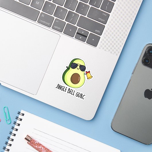 Jingle Bell Guac Grappige avocado woordspeling Sticker (Laptop met iPhone)