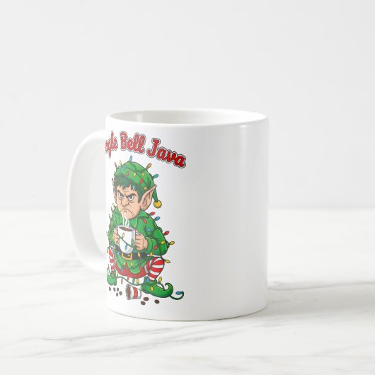 Jingle Bell Java Funny Elf Coffee Design Koffiemok (Voorkant links)