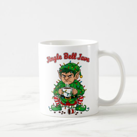 Jingle Bell Java Funny Elf Coffee Design Koffiemok (Rechts)