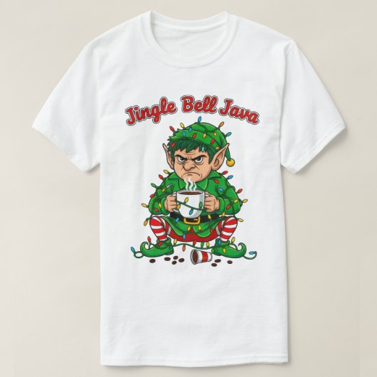 Jingle Bell Java Funny Elf Coffee Design T-shirt (Design voorkant)