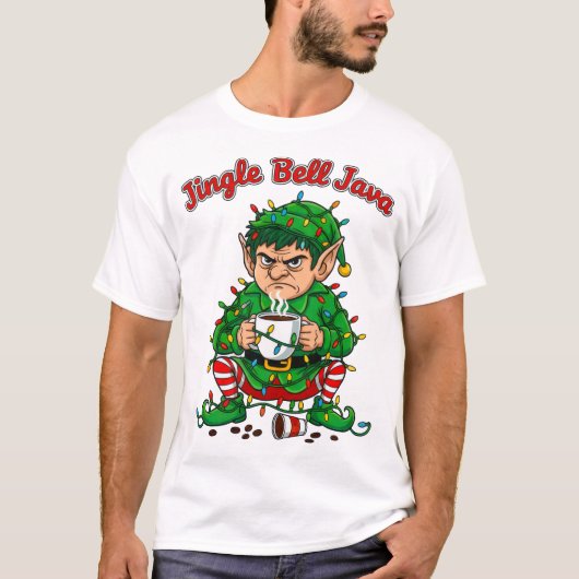 Jingle Bell Java Funny Elf Coffee Design T-shirt (Voorkant)