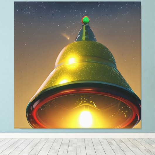 Jingle Bell Kerstmis UFO Canvas Afdruk (Insitu (Houten vloer))
