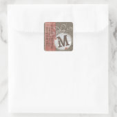 Jingle Bell Monogram retouradres Vierkante Sticker (Tas)