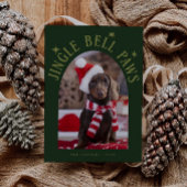 Jingle Bell Paws Hond Foto Groene Kerstmis Feestdagenkaart