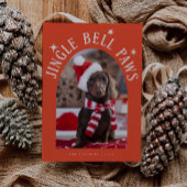 Jingle Bell Paws Hond Foto Rode Kerst Feestdagenkaart