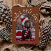 Jingle Bell Paws Hond Foto Terracotta Kerstmis Feestdagenkaart
