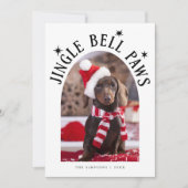 Jingle Bell Paws Hond Foto Witte Kerst Feestdagenkaart (Voorkant)