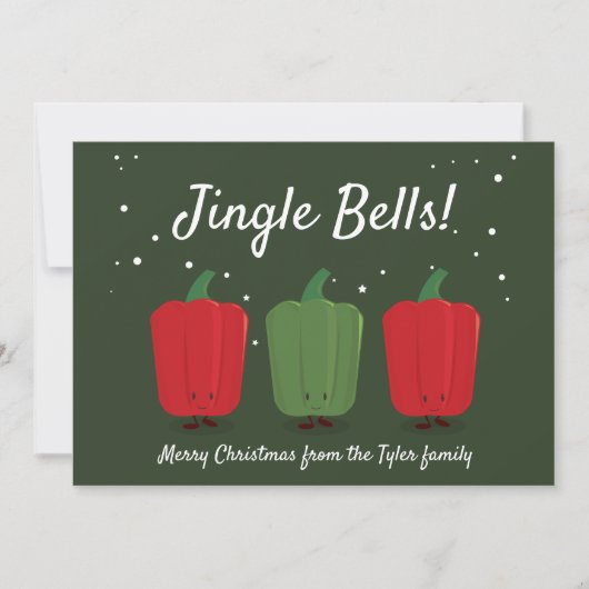 Jingle Bell Pepper Christmas Flat Vakantie Kaart (Voorkant)