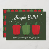 Jingle Bell Pepper Christmas Flat Vakantie Kaart (Voorkant / Achterkant)