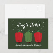 Jingle Bell Peppers Briefkaart kerst (Voorkant / Achterkant)