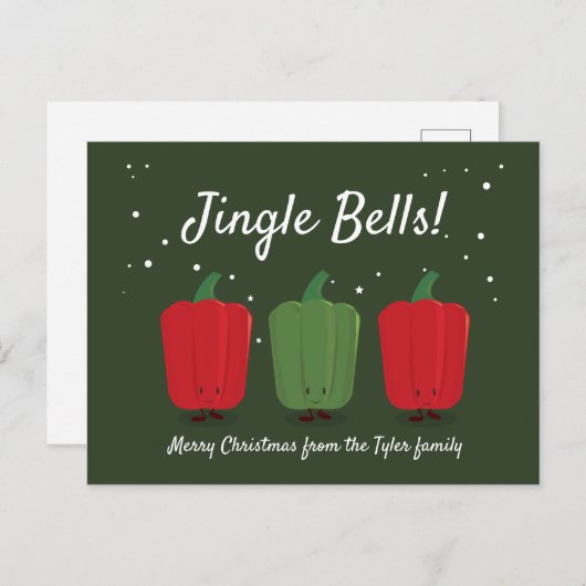 Jingle Bell Peppers Briefkaart kerst (Voorkant / Achterkant)