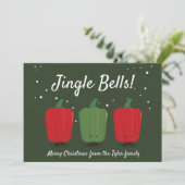 Jingle Bell Peppers Fun Pun Food Cute Kerstmis Feestdagenkaart (Staand voorkant)