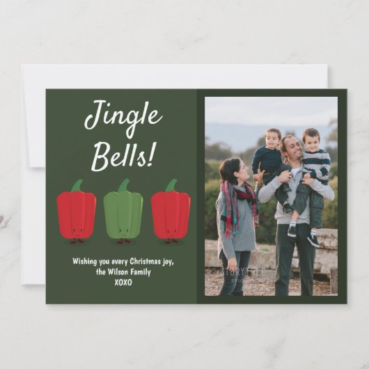 Jingle Bell Peppers: Kerstmis Feestdagenkaart (Voorkant)