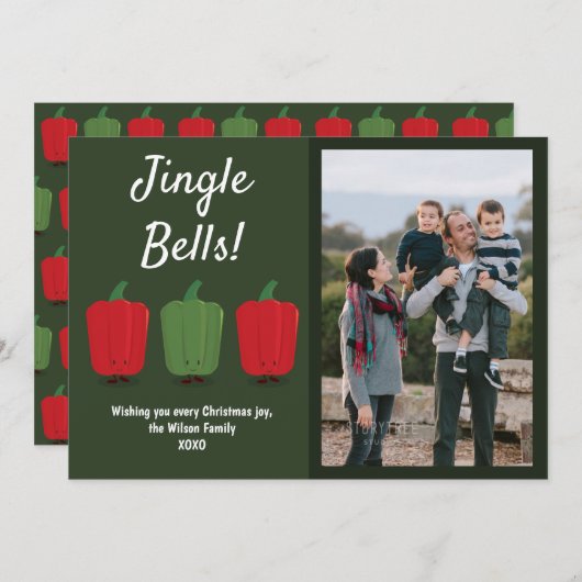 Jingle Bell Peppers: Kerstmis Feestdagenkaart (Voorkant / Achterkant)