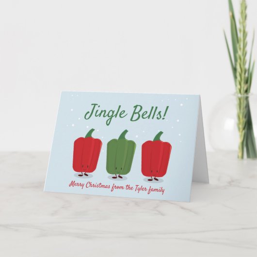 Jingle Bell Peppers Pun Kerstmis Feestdagen Kaart (Voorkant)