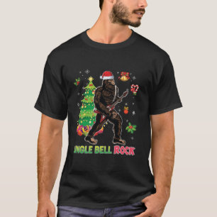 Jingle Bell Rock Bigfoot Guitar Santa Chri T-shirt