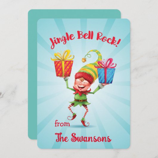 Jingle Bell Rock Elf met cadeaukaart (Voorkant / Achterkant)