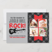 Jingle Bell Rock Red Guitar Music Photo Collage Feestdagenkaart (Voorkant)