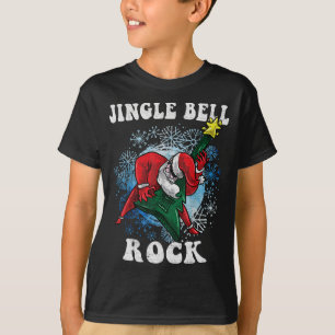 Jingle Bell Rock Santa speelt gitaar kerst Fu T-shirt