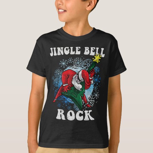 Jingle Bell Rock Santa speelt gitaar kerst Fu T-shirt (Voorkant)