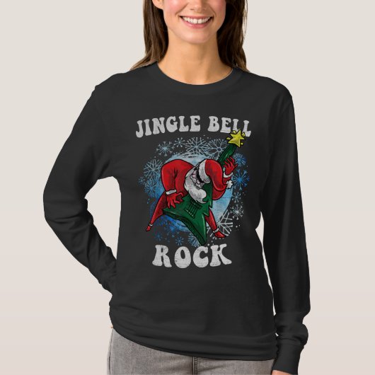 Jingle Bell Rock Santa speelt gitaar kerst Fu T-shirt (Voorkant)