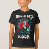 Jingle Bell Rock Santa speelt gitaar kerst Fu T-shirt (Voorkant)