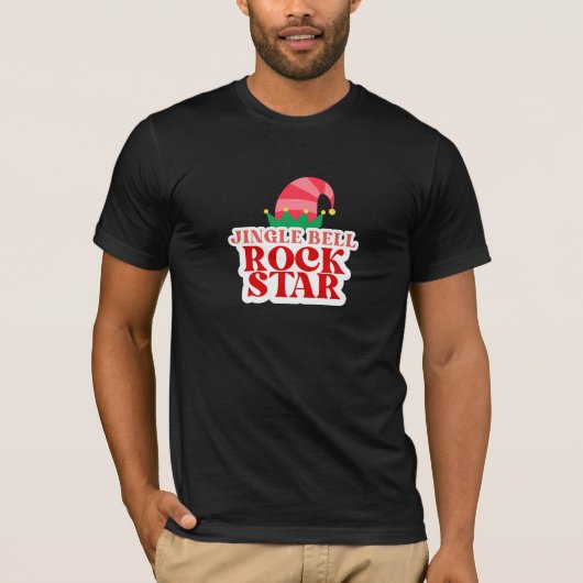 Jingle Bell Rock Star, Kerstmiszwart T-shirt (Voorkant)