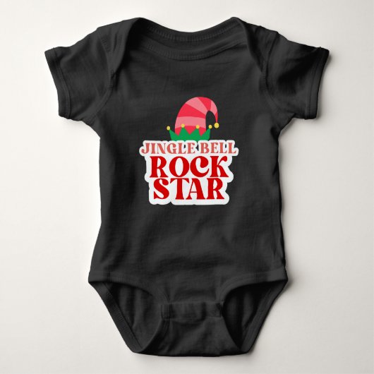 Jingle Bell Rock Ster, Kerstmis Zwart Romper (Voorkant)