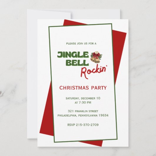 Jingle Bell Rockin' Christmas Party Uitnodiging (Voorkant)
