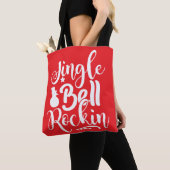 Jingle Bell Rockin Feestelijk Rood & Wit Tote Bag (Dichtbij)