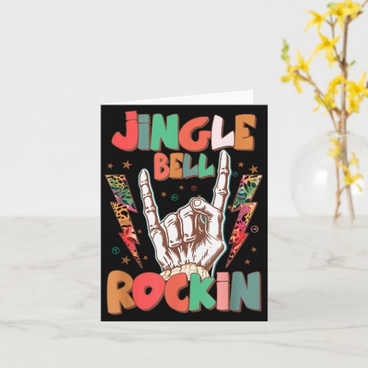 Jingle Bell Rockin Groovy Retro Christmas Xmas Ske Kaart (Gele Bloem)