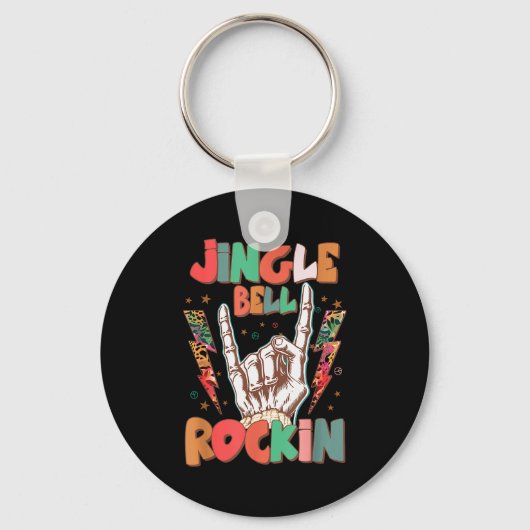 Jingle Bell Rockin Groovy Retro Christmas Xmas Ske Sleutelhanger (Voorkant)