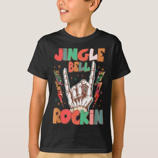 Jingle Bell Rockin Groovy Retro Christmas Xmas Ske T-shirt (Voorkant)