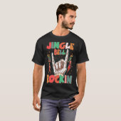 Jingle Bell Rockin Groovy Retro Christmas Xmas Ske T-shirt (Voorkant volledig)