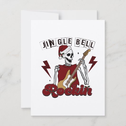 Jingle Bell Rockin' On Skeleton Gitaarspeler Notitiekaartje (Voorkant)
