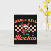 Jingle Bell Rocking Christmas Elf Rock N Roll Guit Kaart (Gele Bloem)
