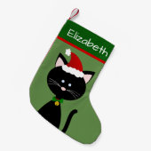Jingle Bell Santa Black Kat Kleine Kerstsok (Voorkant (Hangend))