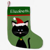 Jingle Bell Santa Black Kat Kleine Kerstsok (Voorkant)