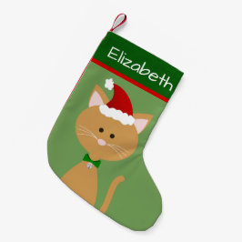 Jingle Bell Santa Oranje Kat Kleine Kerstsok