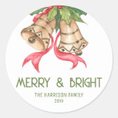  Jingle Bell Winterkerst Ronde Sticker (Voorkant)