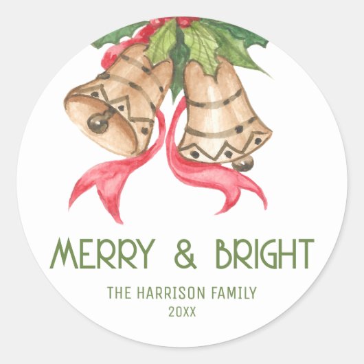 Jingle Bell Winterkerst Ronde Sticker (Voorkant)